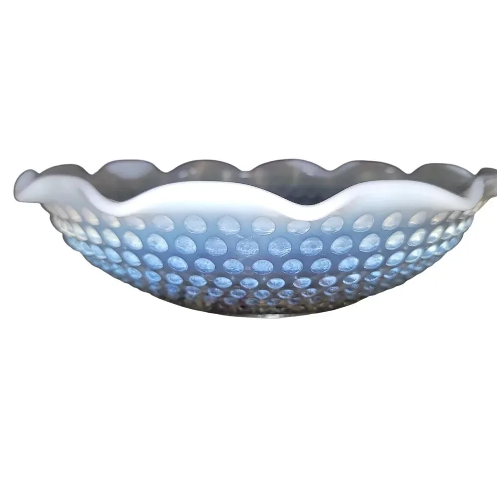 Hobnail Moonstone Opalescent Glass 9.5